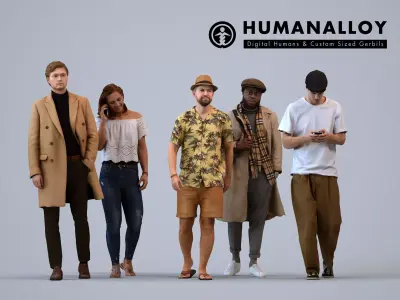 Basics0821 - A set containing 5 models of male and female 3D model