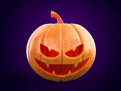 Halloween Pumpkin in a hat 3D model
