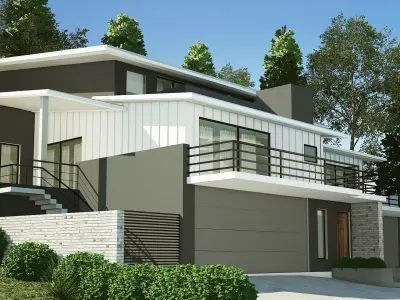 004403-Duplexes Houses  Low-poly 3D model