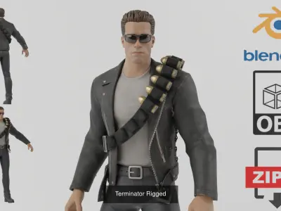 Terminator Characters T-800 Sarah Connor 3D Model Pack