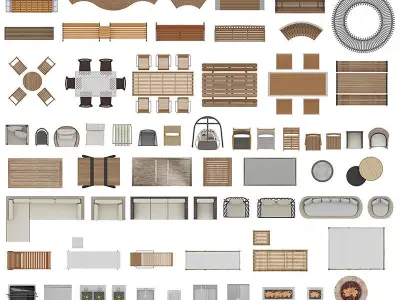 2D Outdoor top view Furniture Plans PNG PSD PDF 65 layers  Texture