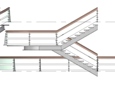 Metal-Wood Stairs 2 3D model
