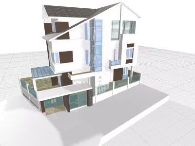 house 3 floors 3D model