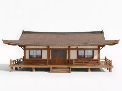 Traditional Asian Wooden House 3D Model Low-poly 3D model