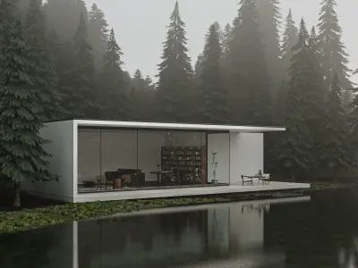 3D model of houses in the forest 3D model