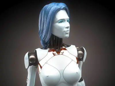 Robotic Woman Cyborg realistic 3D model
