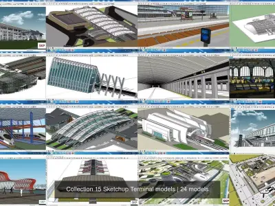 Collection 15 Sketchup Terminal models 3D Model Pack