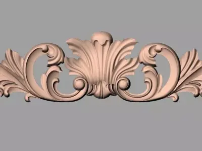 Bed door flower 3D relief STL model for CNC engraving E510 3D model