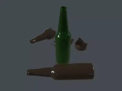  Glass Broken Bottles 3D Model Low-poly 3D model