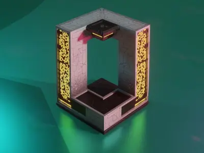 Modular Stylized Cyberpunk Building 1 Low-poly 3D model