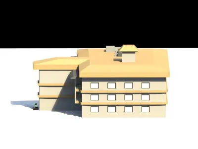 Low Poly Hotel Building Low-poly 3D model