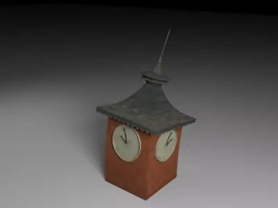 Toon ClockTower Low-poly 3D model