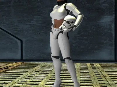 Femtrooper female stormtrooper on platform 3D model