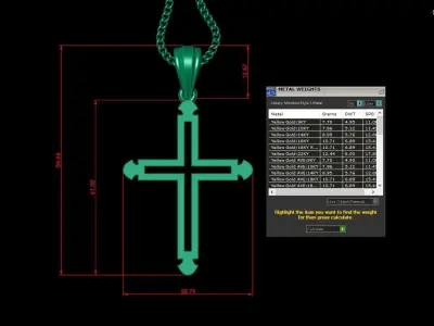 High Cross Pendant Light Gold 18K 4CP034 3D print model