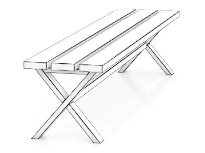 Simple Wooden Bench 3D model