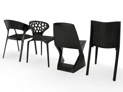 Outdoor Plastic Black Chairs 3D model