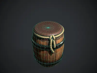 Stylized barrel Low-poly 3D model