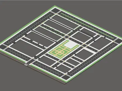 City Roads Tiles Asset Pack Low-poly 3D model