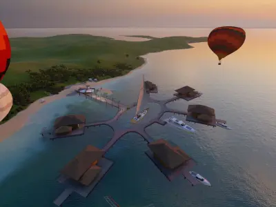 Beach resort designed in Revit 2021 and lumion 10 3D model