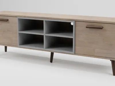 ALLOA TV Stand Light Wood with Grey 3D model
