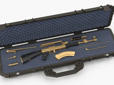  Disassembled Gold AK 47 in Hard Case 