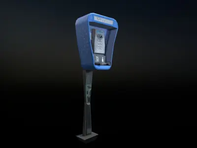 Stylized Payphone Low-poly 3D model