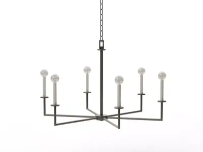 Modern Dunne Wide 6-Light Linear Chandelier - Matte Black Low-poly 3D model