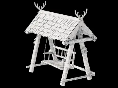 Garden Wooden Ethnic Swing 3D model