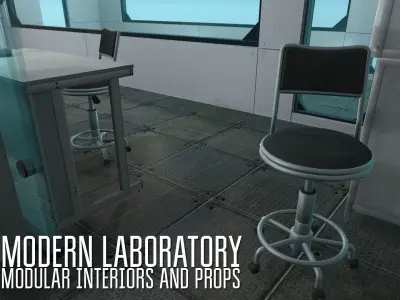 Modern laboratory - modular interiors and props Low-poly 3D model