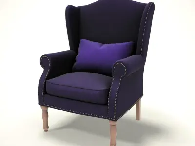 wingback chair fhouse 003 Low-poly 3D model