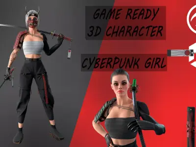 Cyberpunk Girl- Game Ready Low-poly 3D model  Low-poly 3D model