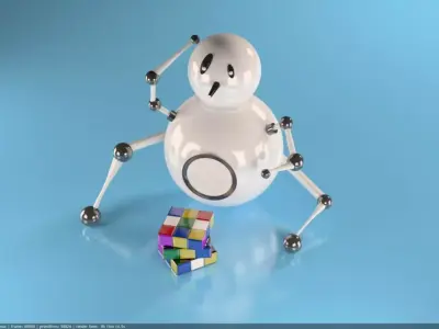 Confused Funny Robo 3D Model Low-poly 3D model