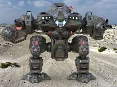 Mecha  Robo Cop Camouflage Vray Low-poly 3D model