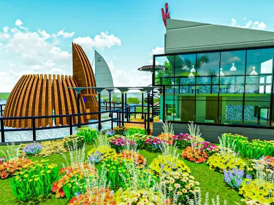 Restaurant with a natural view  3D print model