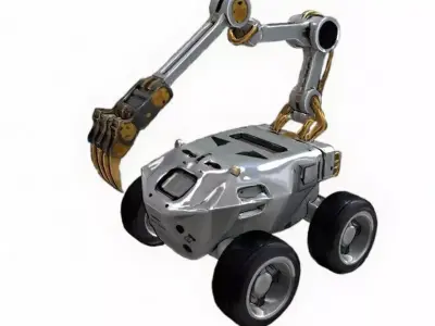Sci-Fi Robot Rover with Claw Arm Low-poly 3D model