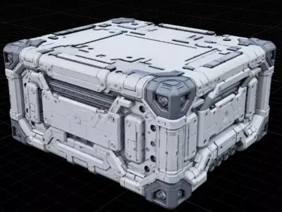  Sci-Fi Storage Crate  Game-Ready Modular 3D Model Low-poly 3D model
