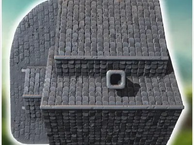 Wooden house with a covered porch intact roof shingles and woode 3D print model