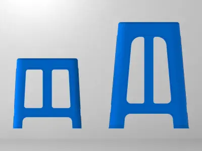 Blue Plastic Stool 3D model