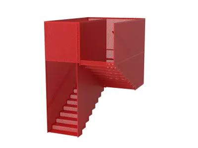 Hanging Red Staircase Low-poly 3D model