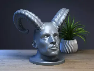 Demon human bust Cyborg demon human 3D print model
