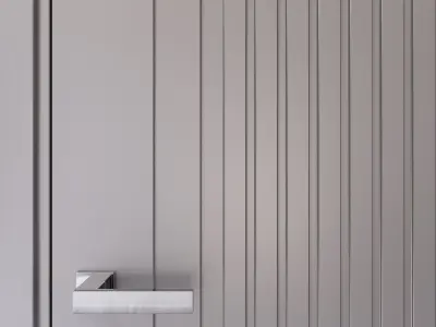 Art Deco interior door with a linear pattern 3D model