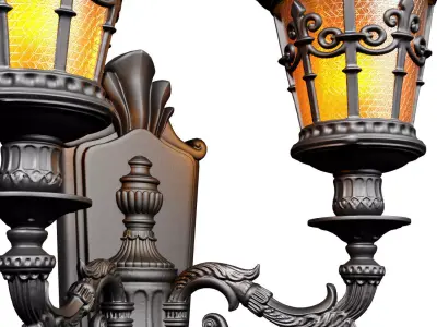 Outdoor forged classic wall lamp lantern sconce streetlight  3D model