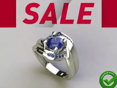 Stylish Women Ring 3D Model STL 3DM Format for Jewelry Print 3D print model