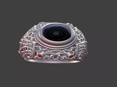 Filigree Gothic Ring With Gems 3D print model
