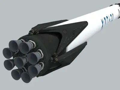SpaceX Falcon 9 Rocket - Used and Unused 3D model