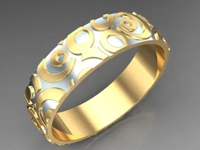 Light Gold Diamond Men Ring 2MR090 3D model