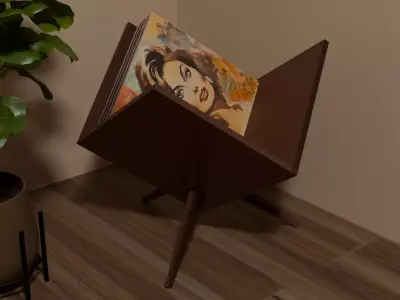 Mid Century Modern Vinyl Record Holder Low-poly 3D model