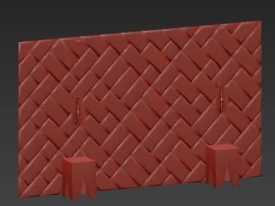 Headboard brick wall with two lamps 3D model