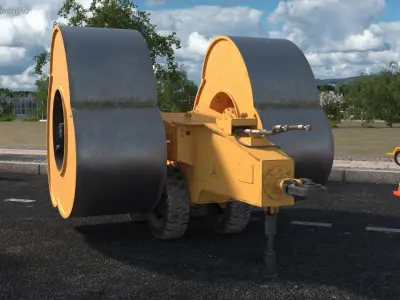  Impact Compactor Roller Dirty Rigged for Maya 
