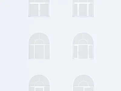 A set of arched plastic Windows Low-poly 3D model